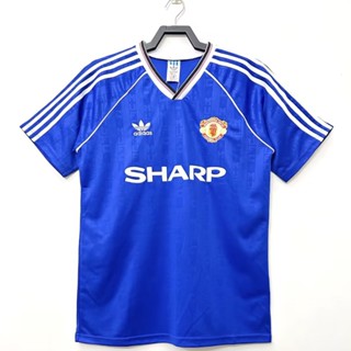 เสื้อกีฬาแขนสั้น ลายทีมชาติฟุตบอล Manchester United Two Away 1988-90 ชุดเยือน สไตล์วินเทจ แห้งเร็ว สําหรับผู้ชาย ไซซ์ S-XXL