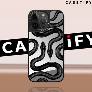 Casetify เคสโทรศัพท์มือถือ ลายงู สีเงิน พร้อมกระจก สําหรับ iPhone14ProMax iP13Pro 13 iPhone11 12Promax 13Promax 12 13 14