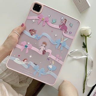 เคสแข็ง แบบใส ประดับโบว์ สีชมพู สําหรับ Ipad 7 8 9 10 Air3 Air4 Air5 10.9 นิ้ว Pro10.5 10.2 นิ้ว Pro11 2018 2020 2021 2022