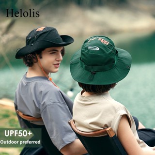 หมวกบักเก็ต กันแดด ปักลาย Helolis ระบายอากาศ ป้องกันรังสีอัลตราไวโอเลต แบบพับได้ สําหรับผู้ชาย และผู้หญิง