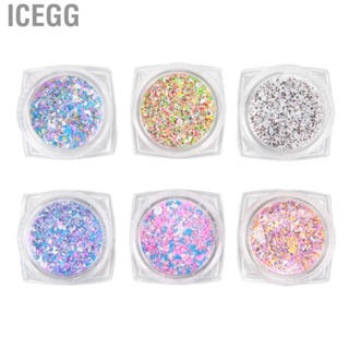 Icegg Glitter Dust Sand  Shining Sugar Effect Glitter DIY Portable Delicate 6 Box Decoration Unique for Salon for Nail Artist