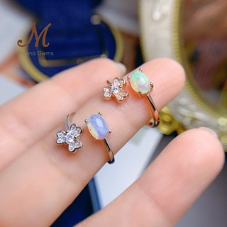 Meena Gems แหวนพลอยแท้โอปอล ตัวเรือนเงินแท้925ชุบทอง แหวนพลอยแท้เสริมดวง พลอยประจำเดือนตุลาคม