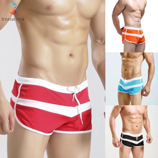 【TRSBX】Mens Swimwear Beach Pant Beach Wear Mid Rise Sexy Sports Striped Swimming Pants