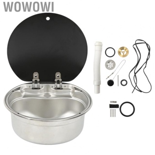 Wowowi Kitchen Sink  Stainless Steel Practical Foldable RV Sinks Stain Resistant  Clogging Large  with Tempered Glass Lid for Campers for Boats