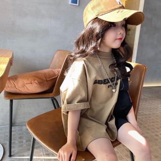 【Kids Fashion】เสื้อยืดแขนสั้น ผ้าฝ้าย 100% ทรงหลวม ระบายอากาศ เรียบง่าย สําหรับเด็ก (3-14 ปี)