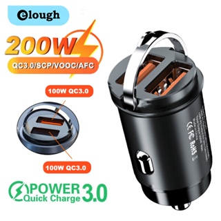 Elough อะแดปเตอร์ชาร์จโทรศัพท์มือถือ 200W Mini Dual USB 115W PD Type C USB-C QC 3.0 ชาร์จเร็ว สําหรับรถยนต์