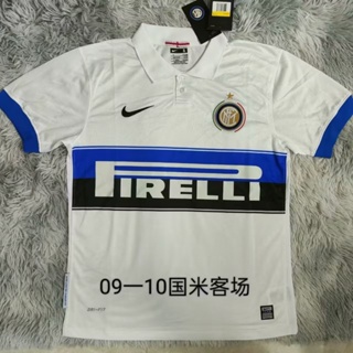 เสื้อกีฬาแขนสั้น ลายทีมชาติฟุตบอล Inter Away 09-10 Inter Away สไตล์วินเทจ แห้งเร็ว สําหรับผู้ชาย ไซซ์ S-XXL AAA