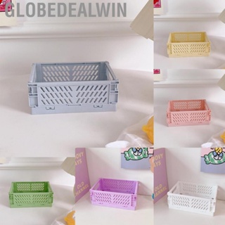 Globedealwin Mini Storage  Plastic Foldable Small Organize  with Handle for Stationery Snacks Cosmetics