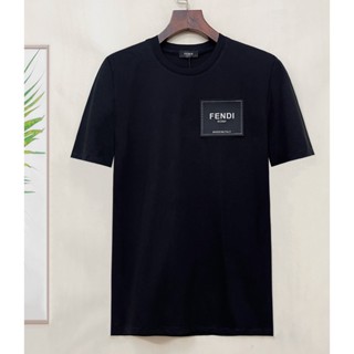 Fend1 ใหม่ เสื้อยืดแขนสั้น คอกลม ปักลายโลโก้ สําหรับผู้ชาย S-4XL