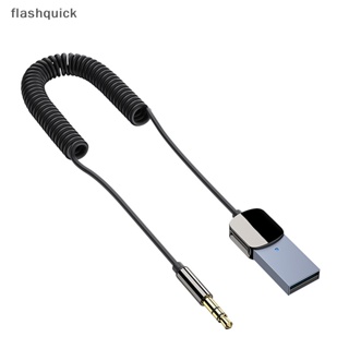 Flashquick อะแดปเตอร์รับสัญญาณเสียงบลูทูธ 5.0 USB Aux เป็นแจ็ค 3.5 มม. แฮนด์ฟรี คุณภาพสูง สําหรับรถยนต์