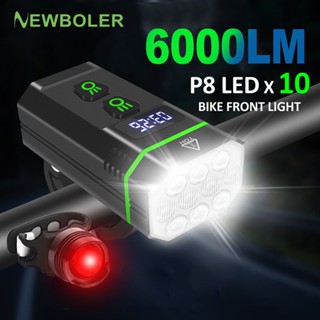 NEWBOLER ไฟส่องสว่างสำหรับจักรยาน 6000 ลูเมน 10 ชิ้น LED ชาร์จ USB น้ำซึมผ่าน จักรยาน แสง อลูมิเนียม เชลล์ สุดยอด มีแสงสว่างเพียงพอ ไฟฉาย ด้านหน้า แสง จักรยาน อุปกรณ์เสริม