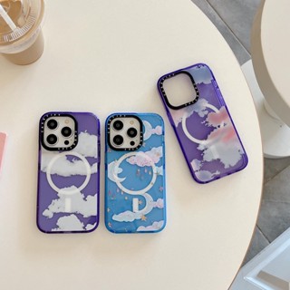 Casetify เคสชาร์จไร้สาย แบบแม่เหล็ก ลายก้อนเมฆ วิบวับ สําหรับ IPhone 12 13 14 Pro Max