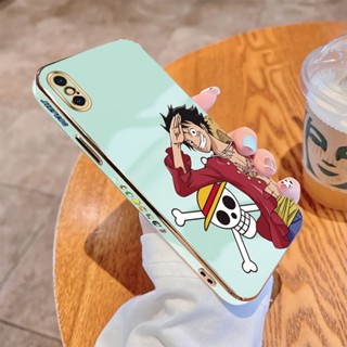 เคสไอโฟน iPhone 6 6S 7 8 Plus X XR XS MAX ของแท้ ขอบสี่เหลี่ยม มองเห็นที่มืด ลาย D.Luffy เคสโทรศัพท์ แบบนิ่ม หรูหรา