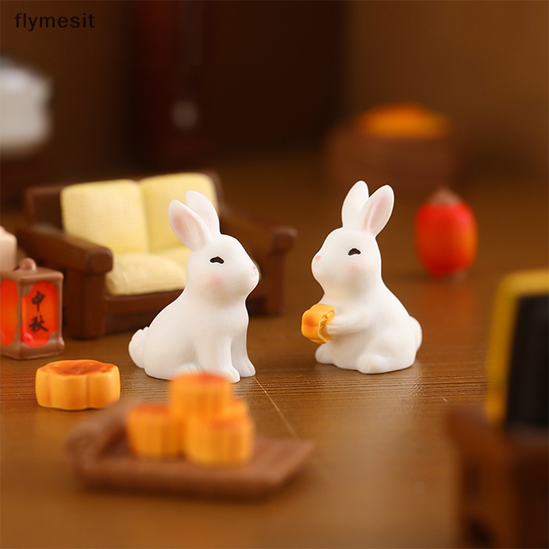 Flymesit หยกเรซิ่น รูปการ์ตูนกระต่าย ขนมไหว้พระจันทร์ งานฝีมือ สําหรับตกแต่งสวน เทศกาลกลางฤดูใบไม้ร่วง