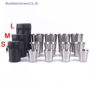 Buildvictories11 แก้วกาแฟ เบียร์ สเตนเลส พร้อมกล่อง 4 ชิ้น