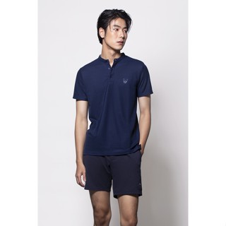 ESP เสื้อโปโลคอจีนเฟรนช์ชี่ ผู้ชาย สีน้ำเงิน | Stand Collar Frenchie Polo Shirt | 3785