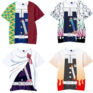 เสื้อยืดแขนสั้นลําลอง พิมพ์ลายอนิเมะ Demon Slayer Inosuke 3 มิติ แฟชั่นยอดนิยม สําหรับผู้ชาย และผู้หญิง