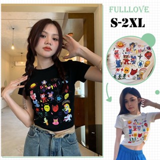 Fulllove crop top เสื้อครอปท็อป แขนสั้น พิมพ์ลายดาว แฟชั่นฤดูร้อน สําหรับผู้หญิง y2k