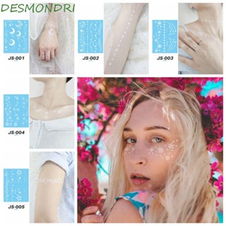 Desmondri สติกเกอร์รอยสัก เฮนน่า กันเหงื่อ ทนทาน สีขาว สําหรับผู้หญิง