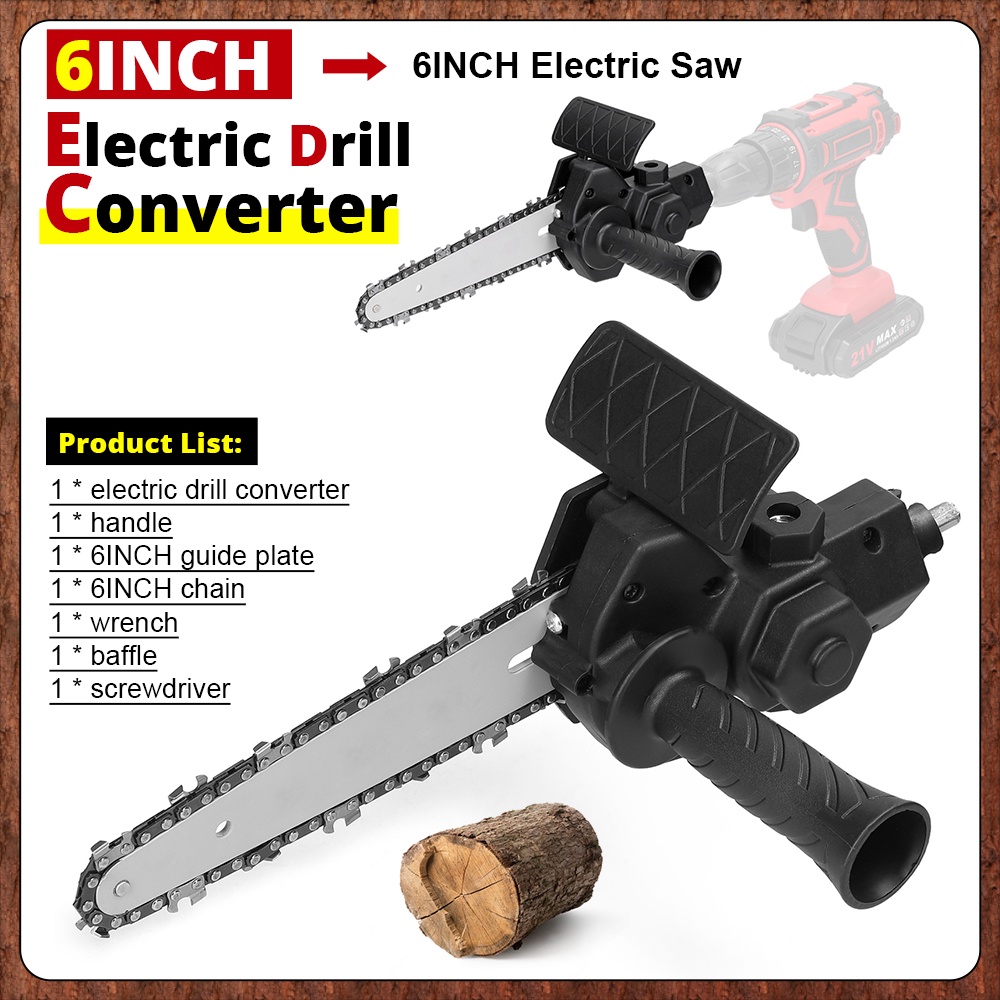 🏆🏆Woodworking ToolLIUGOU Electric Drill Converter, 6 Inch Electric Drill Modified To Electric Chainsaw Tool