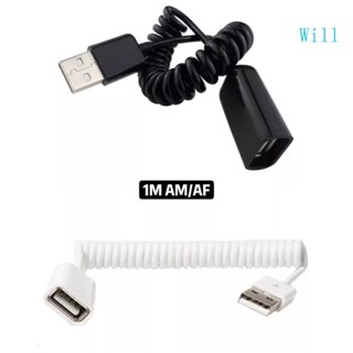 Will สายเคเบิลต่อขยาย USB 2 0 ตัวผู้ เป็นตัวเมีย น้ําหนักเบา ยืดหยุ่น