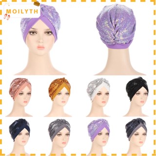 Moily Muslim Women Multicolor sequins Beanie Hat Baotou cap Headscarf