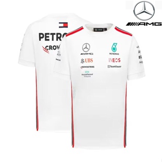 เสื้อกีฬาแขนสั้น ลายทีมแข่งขัน F1 Mercedes AMG Petronas F1 เหมาะกับฤดูร้อน สําหรับผู้ชาย และผู้หญิง 2023