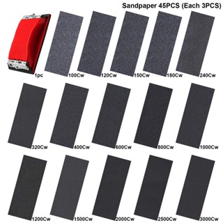 45pcs Plastic Wood Paint Fiberglass Wet Dry Even Grit Distribution Variety Pack Automotive Polish Sand Papers
