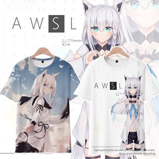 Sy7 HOLOLIVE Vtuber Fubuki เสื้อยืด เสื้อครอปท็อป แขนสั้น คอสเพลย์ Ayame พลัสไซซ์