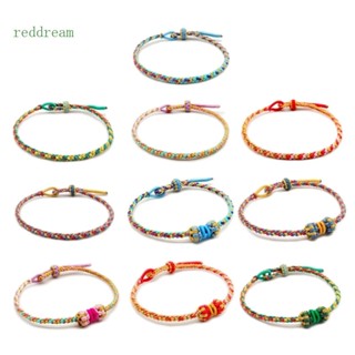 Redd สร้อยข้อมือเชือกถัก ปรับได้ สีแดง สําหรับผู้หญิง เด็กผู้หญิง