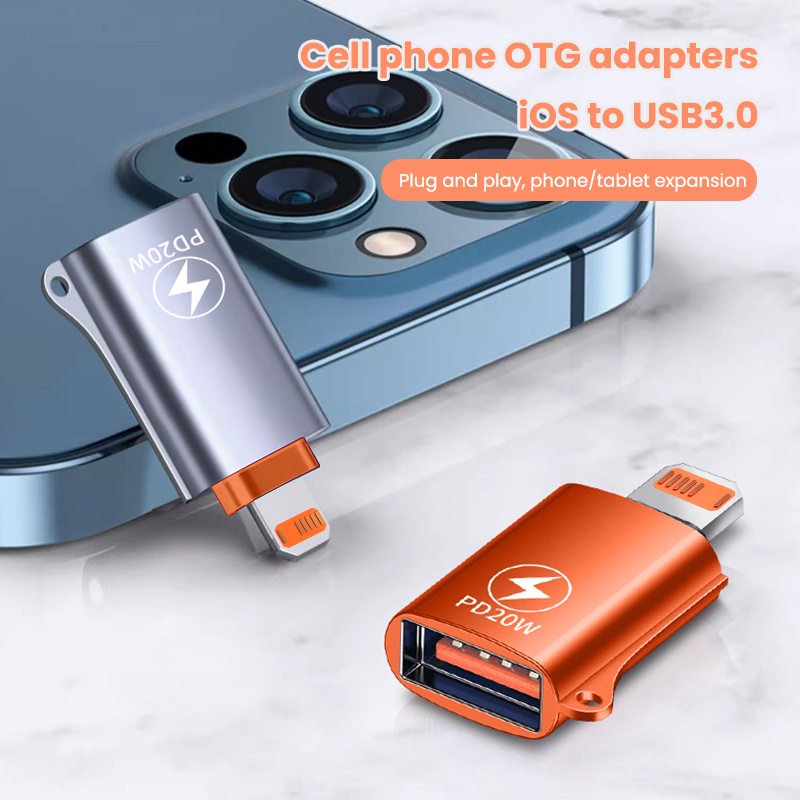 อะแดปเตอร์แปลง OTG lOS Female เป็น Type-C Male IOS อลูมิเนียมอัลลอยด์ U Disk Reader usb