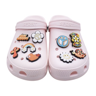 CROCS จี้การ์ตูนดอกทานตะวัน เห็ด ผีเสื้อ สีรุ้ง เครื่องประดับ สําหรับผู้หญิง