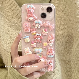 เคสโทรศัพท์มือถือ กันกระแทก ลายกระต่ายน่ารัก สีชมพู สําหรับ Apple Iphone 14promax 13 12 11 14pro 13pro 14