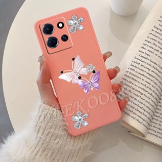 เคสโทรศัพท์มือถือ TPU แบบนิ่ม ลายการ์ตูนผีเสื้อน่ารัก 3D สีชมพู สําหรับ Infinix Note 30 Pro VIP 30i 4G 5G Note30 30VIP 30Pro