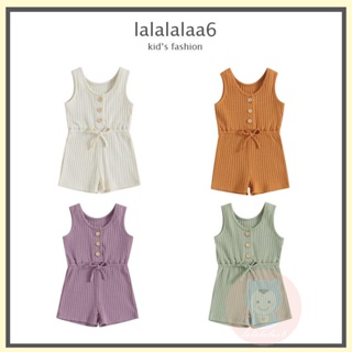 Laa6 ชุดจั๊มสูท แขนกุด สีพื้น แฟชั่นฤดูร้อน สําหรับเด็กผู้หญิง