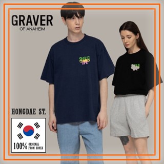 📦พร้อมส่ง Graver - ของแท้ 100% - เสื้อยืดแขนสั้น ลายโลโก้ UNISEX Smile Good Day สีดํา กรมท่า T-shirt