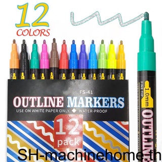 (runbu) ปากกาสองเส้น กลิตเตอร์ กันน้ํา 18 สี สําหรับวาดภาพ ของขวัญ การ์ด DIY