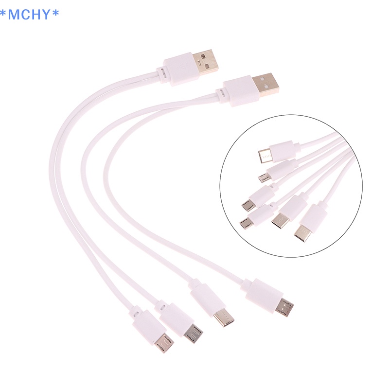Mchy&gt; สายชาร์จ USB ตัวผู้ เป็น Micro USB Type-C 2 in 1 สําหรับ Android สมาร์ทโฟน แท็บเล็ต 1 ชิ้น