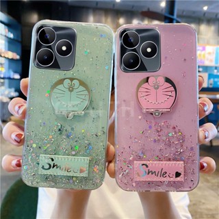 ใหม่ เคสโทรศัพท์มือถือ ซิลิโคนนิ่ม TPU ใส กันรอยเลนส์กล้อง ลายดาว อวกาศ โดราเอมอน ระยิบระยับ สําหรับ Realme C53 2023 REALMEC53