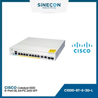 CISCO SWITCH สวิตซ์ Catalyst 1000 8port GE, Ext PS, 2x1G SFP (C1000-8T-E-2G-L)