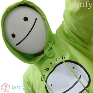 LANFY หน้ากากคอสเพลย์ หมวกกันน็อค ลายหน้ายิ้ม แบบเต็มหน้า สีขาว พร็อพปาร์ตี้ สําหรับผู้ชาย และผู้หญิง