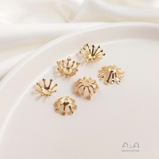 กิ๊บติดผม ประดับลูกปัด เพทาย ลายดอกไม้ สีทอง 14k