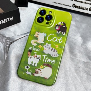 เคสโทรศัพท์มือถือ ลายแมว สีเขียว สําหรับ iPhone 14promax QYJS 14 11 13 14pro 12 11promax xsmax 8plus