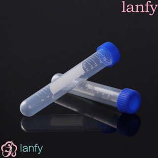 LANFY หลอดทดลอง ทรงกลม พร้อมฝาสกรูสเกล สําหรับห้องทดลอง เคมี 10 ชิ้น