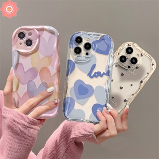 เคสโทรศัพท์มือถือแบบนิ่ม ลายหัวใจ 3D ขอบโค้ง สีน้ํา สําหรับ Oppo A54 A5s A7 A12 A57 A16 A15 A95 A17 A9 A5 A3s A17k A54s A92 A31 A1k A96 A16s A74 A16K A55 A16E A76 A52 A77 A53 A77s