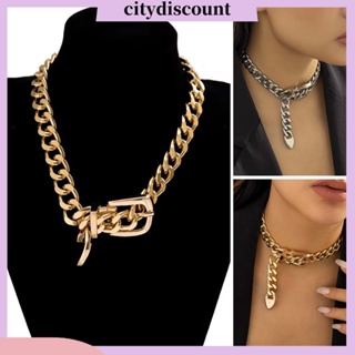 &lt;citydiscount&gt; สร้อยคอโซ่ หัวเข็มขัดปรับได้ สไตล์พังก์ เรโทร เครื่องประดับ สําหรับผู้หญิง