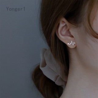 Yonger ต่างหูสตั๊ด จี้รูปหัวใจ ประดับพลอยเทียม เข้ากับทุกการแต่งกาย สไตล์เกาหลี สร้างสรรค์ เครื่องประดับแฟชั่น สําหรับผู้หญิง