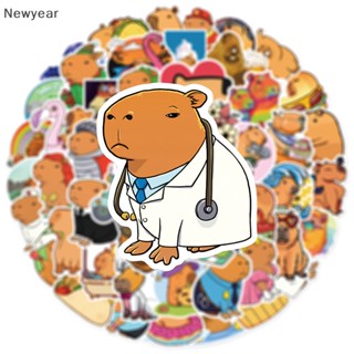 [ปีใหม่] สติกเกอร์ ลายการ์ตูน Capybara สําหรับตกแต่งตู้เย็น แล็ปท็อป โทรศัพท์มือถือ โน้ตบุ๊ก DIY 50 ชิ้น [TH]