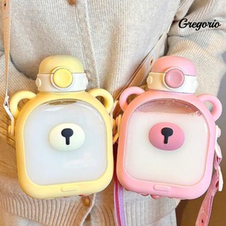 Grego ขวดน้ํา ลายหมีน่ารัก ขนาด 700 มล. พร้อมหลอดดูด กันรั่ว แบบพกพา สําหรับนักเรียน