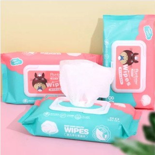 HappyThai  กระดาษทิชชู่เปียก Baby Wipes กระดาษทิชชู่เปียก สูตรน้ำบริสุทธิ์ 1ห่อ80ชิ้น